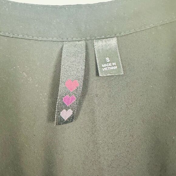 Bongo Black 3/4 Sleeve Mini A-line Dress Size M Floral Adjustable Waist Lined - Picture 8 of 11